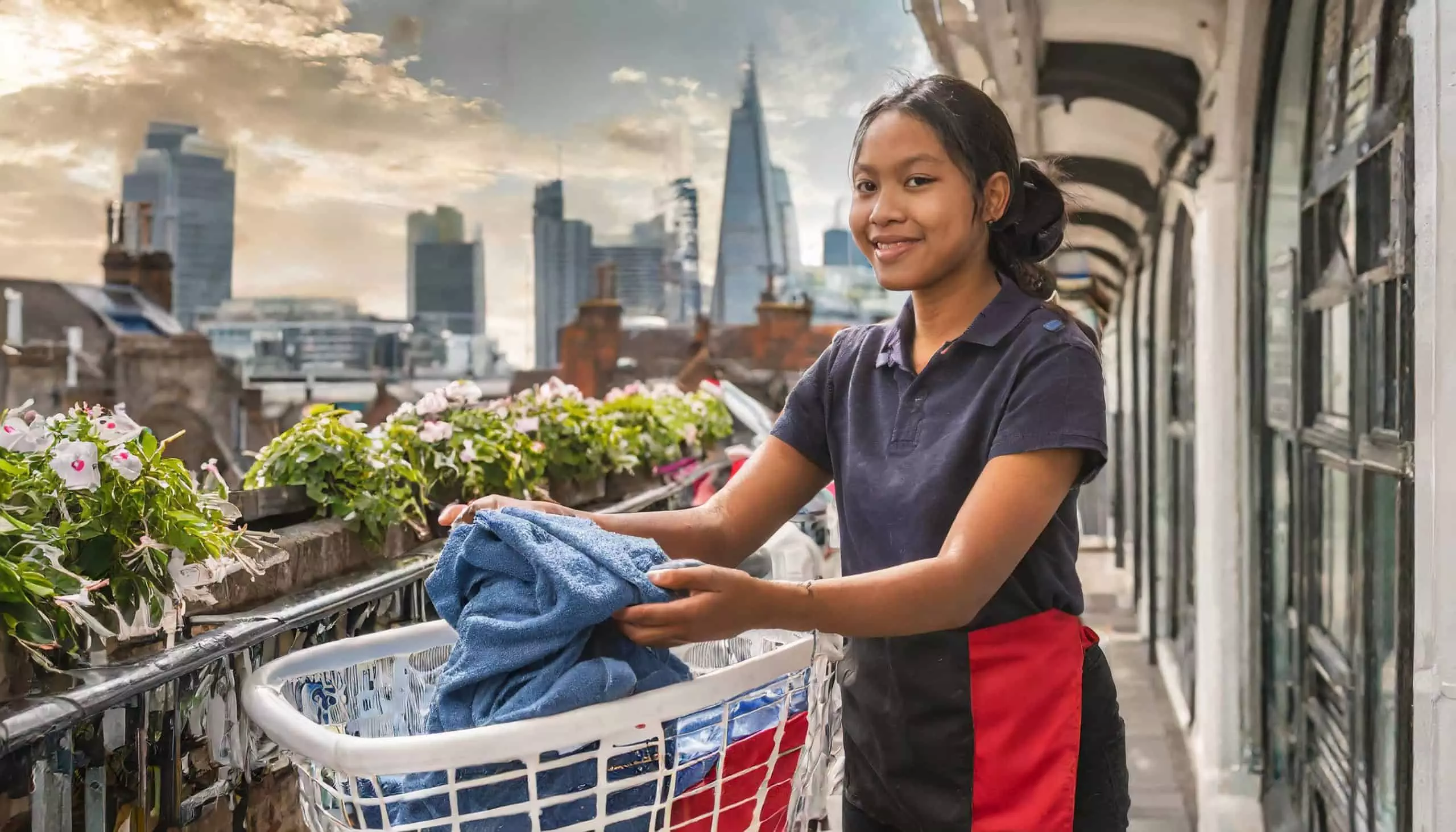  filipino housekeeper doing laundry in London